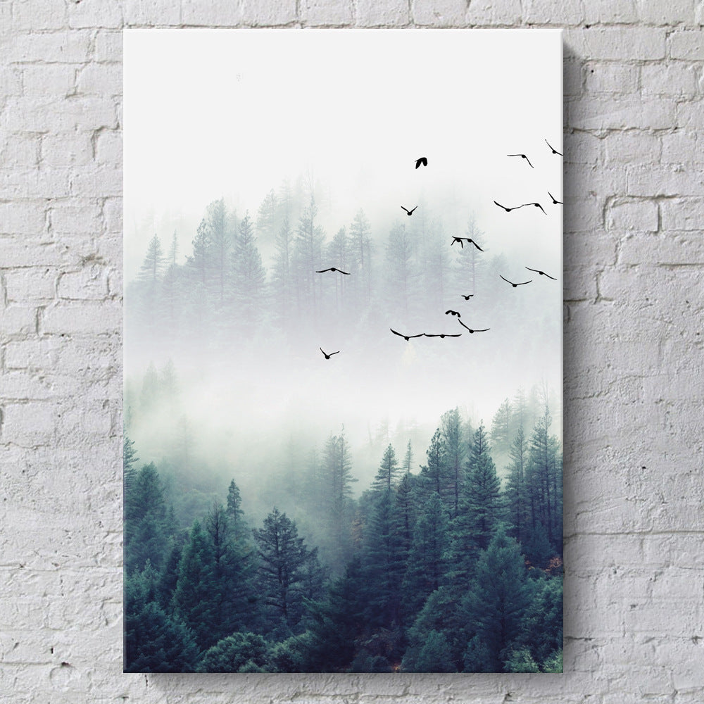 Sitting Room Forest Nordic Style Sofa Background Wall Painting