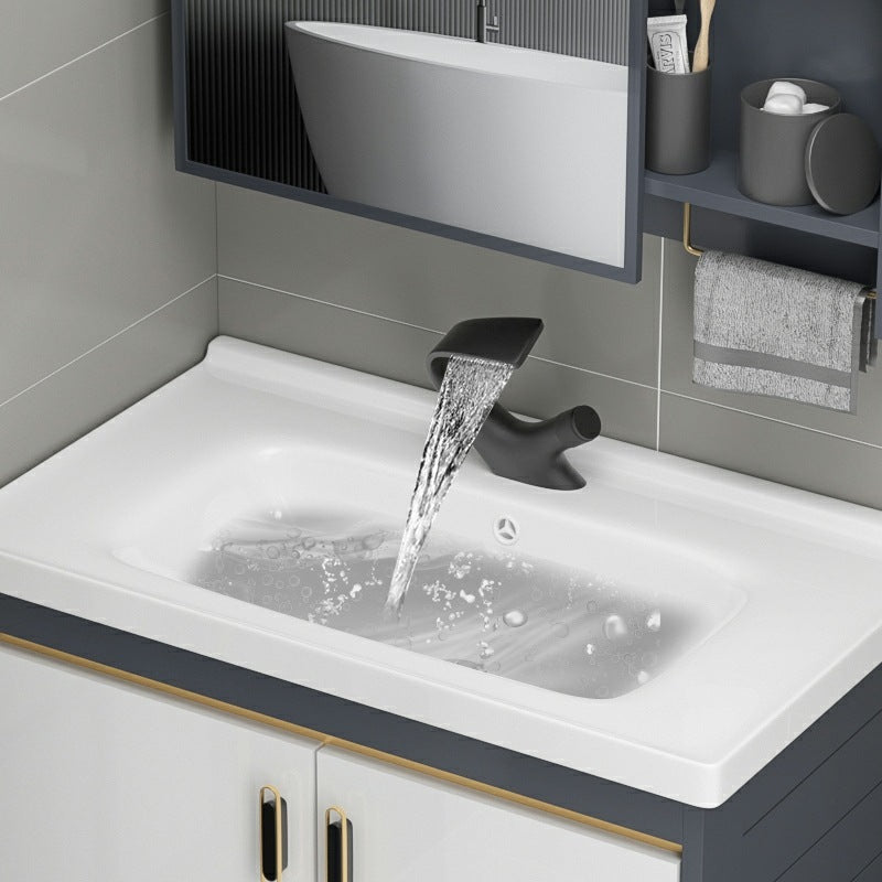 Copper Black Washbasin Waterfall Hot And Cold Bathroom Light Luxury Basin Faucet