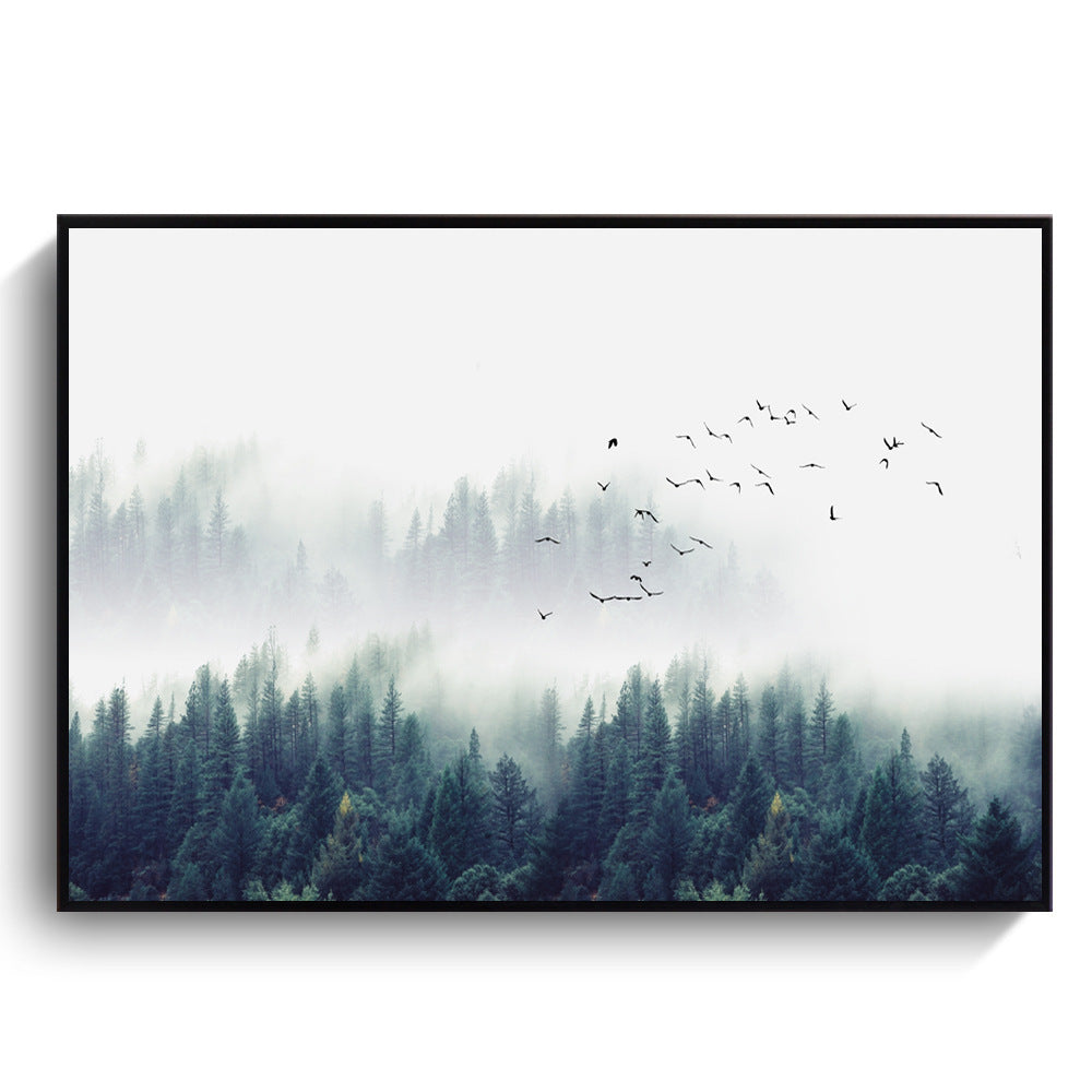 Sitting Room Forest Nordic Style Sofa Background Wall Painting