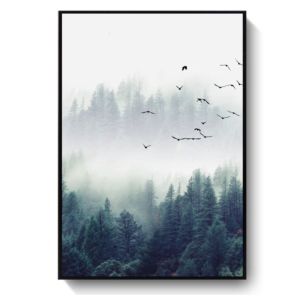 Sitting Room Forest Nordic Style Sofa Background Wall Painting