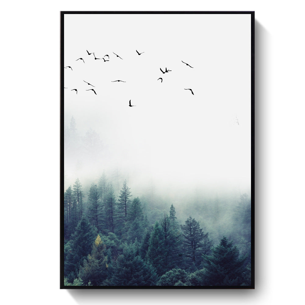 Sitting Room Forest Nordic Style Sofa Background Wall Painting