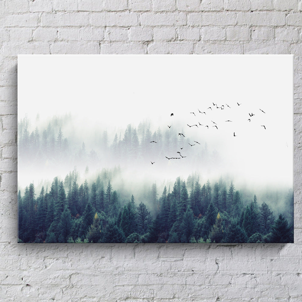 Sitting Room Forest Nordic Style Sofa Background Wall Painting