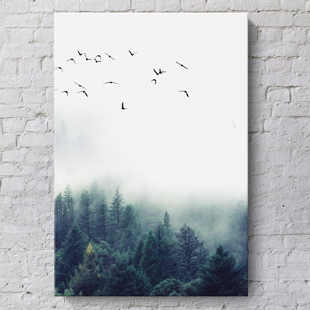 Sitting Room Forest Nordic Style Sofa Background Wall Painting