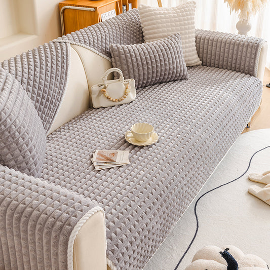 Thickened Flannel Sofa Cushion 2024 Winter Thickened Sitting Non-slip Sofa Cover Plush Cover Towel